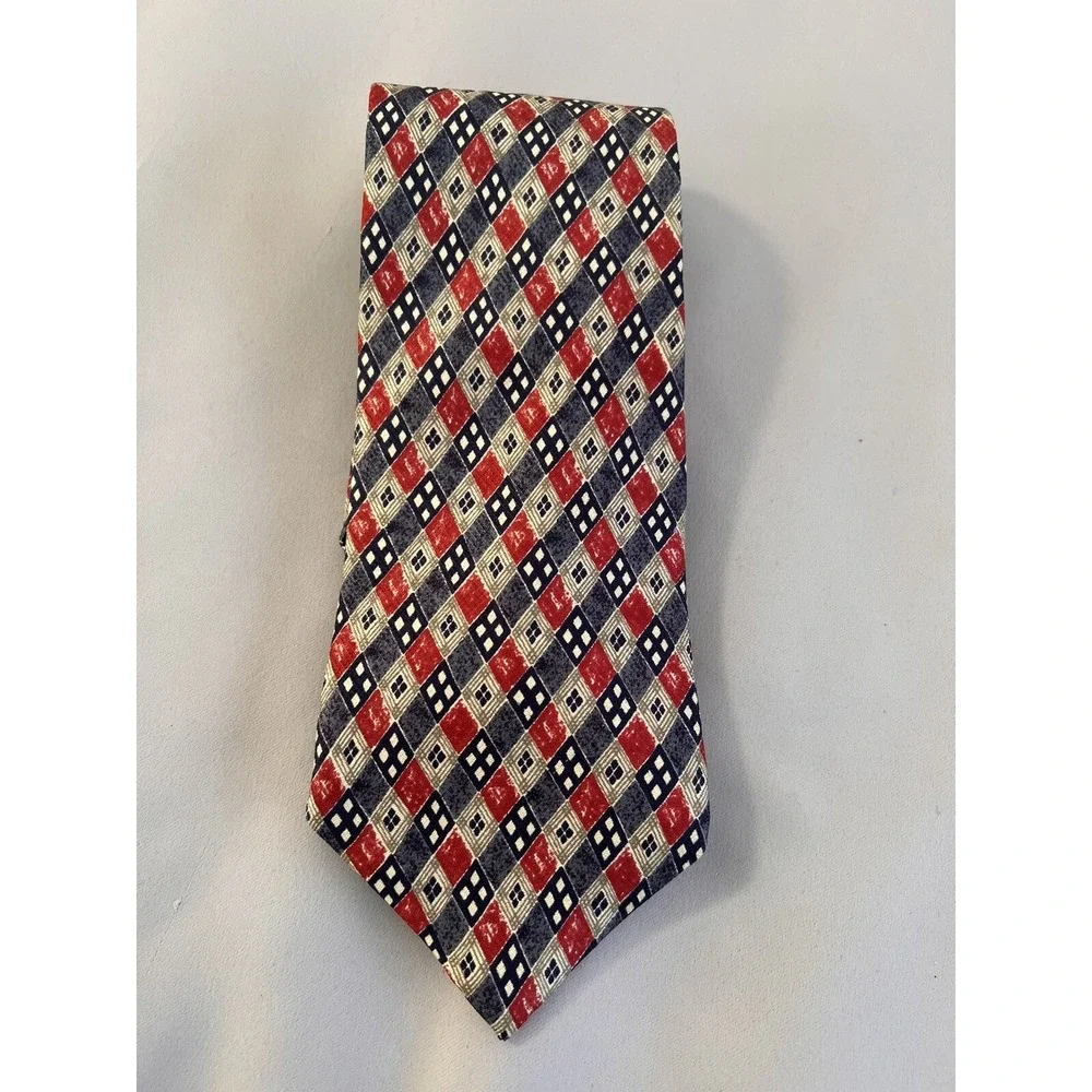 Christian Dior Mens Neck Tie navy / red / gray